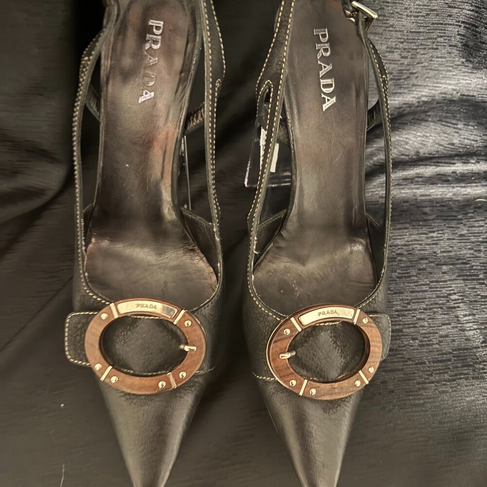 Prada Black Slingback Pumps